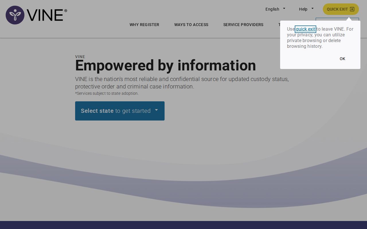 Lake County VINELink release notification registration methods