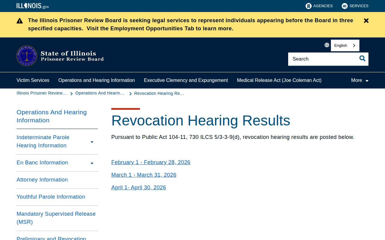 Lake County parole supervision hearing outcome source
